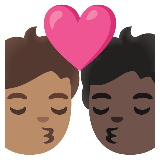 Kiss: Person, Person, Medium Skin Tone, Dark Skin Tone