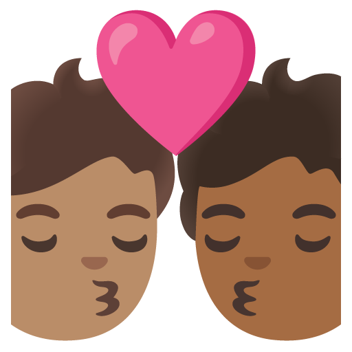 Kiss: Person, Person, Medium Skin Tone, Medium-Dark Skin Tone