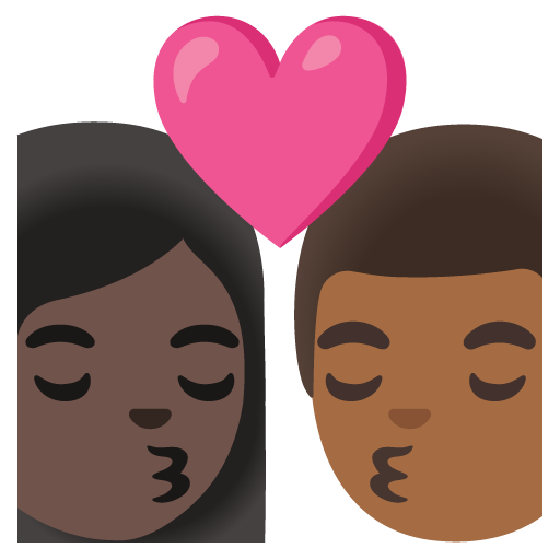 Kiss: Woman, Man, Dark Skin Tone, Medium-Dark Skin Tone