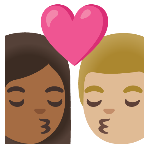 Kiss: Woman, Man, Medium-Dark Skin Tone, Medium-Light Skin Tone