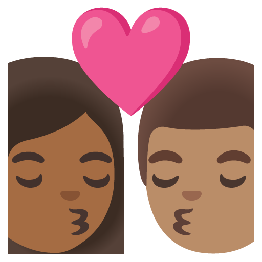 Kiss: Woman, Man, Medium-Dark Skin Tone, Medium Skin Tone