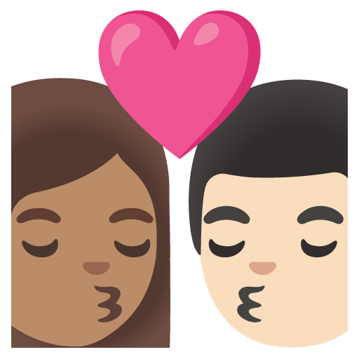 Kiss: Woman, Man, Medium Skin Tone, Light Skin Tone