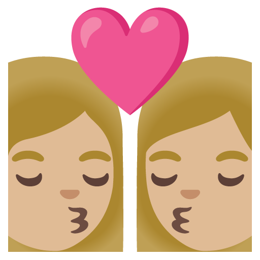 Kiss: Woman, Woman, Medium-Light Skin Tone