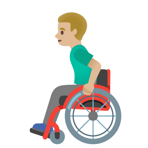 Man in Manual Wheelchair: Medium-Light Skin Tone