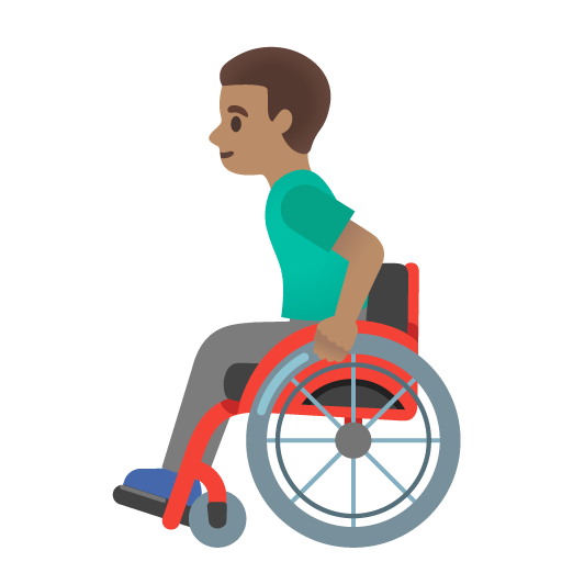 Man in Manual Wheelchair: Medium Skin Tone