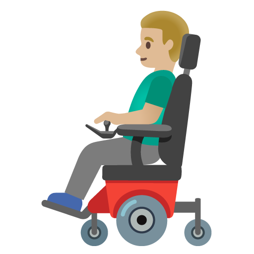 Man in Motorized Wheelchair: Medium-Light Skin Tone