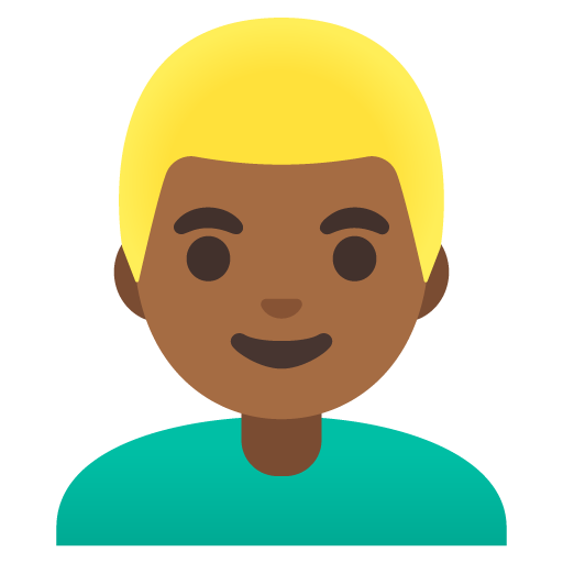Man: Medium-Dark Skin Tone, Blond Hair