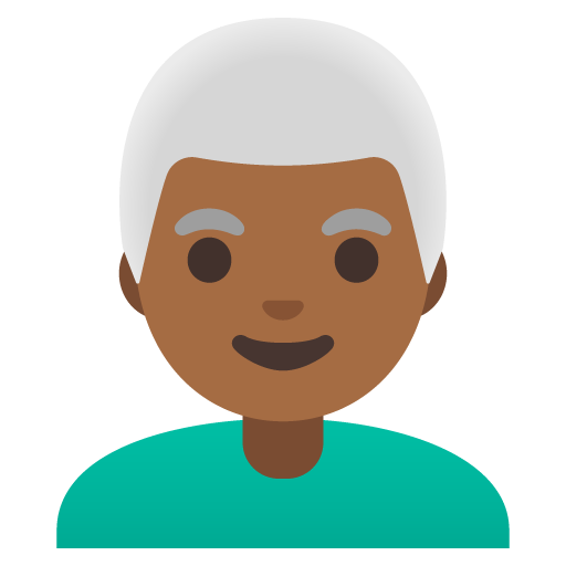 Man: Medium-Dark Skin Tone, White Hair