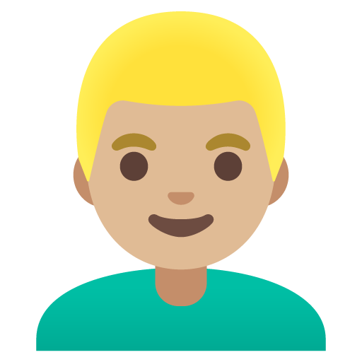 Man: Medium-Light Skin Tone, Blond Hair