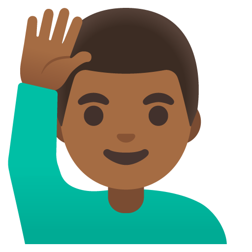 Man Raising Hand: Medium-Dark Skin Tone