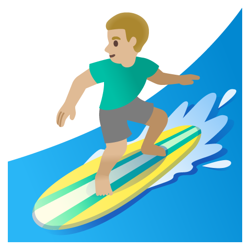 Man Surfing: Medium-Light Skin Tone