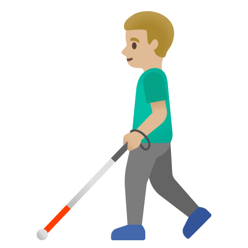 Man with White Cane: Medium-Light Skin Tone