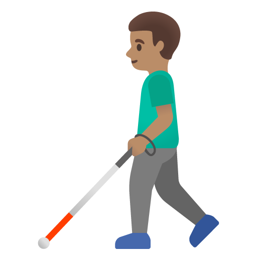 Man with White Cane: Medium Skin Tone