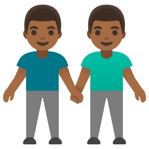 Men Holding Hands: Medium-Dark Skin Tone