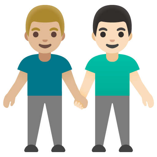 Men Holding Hands: Medium-Light Skin Tone, Light Skin Tone