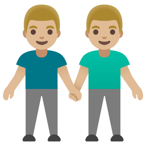 Men Holding Hands: Medium-Light Skin Tone