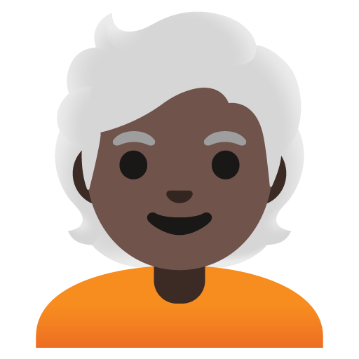 Person: Dark Skin Tone, White Hair