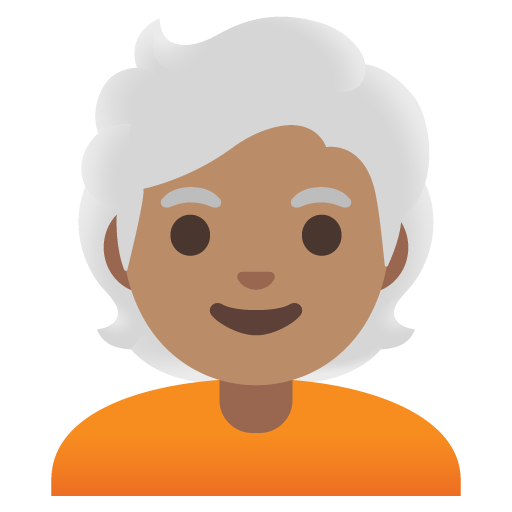 Person: Medium Skin Tone, White Hair