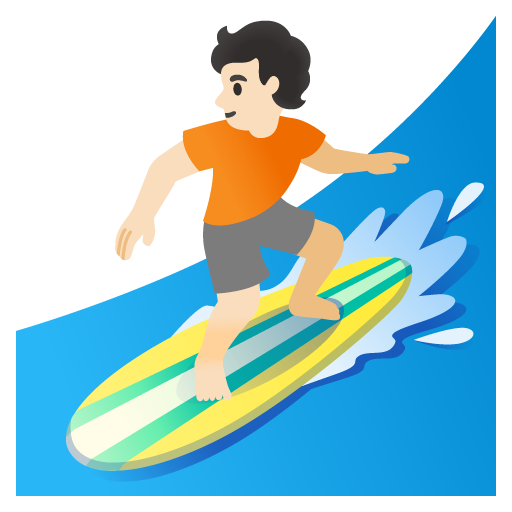 Person Surfing: Light Skin Tone
