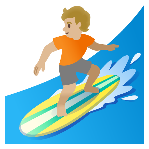 Person Surfing: Medium-Light Skin Tone