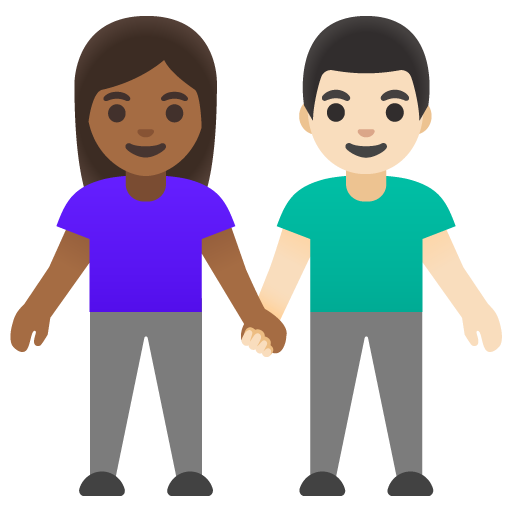 Woman and Man Holding Hands: Medium-Dark Skin Tone, Light Skin Tone