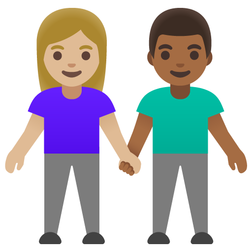 Woman and Man Holding Hands: Medium-Light Skin Tone, Medium-Dark Skin Tone