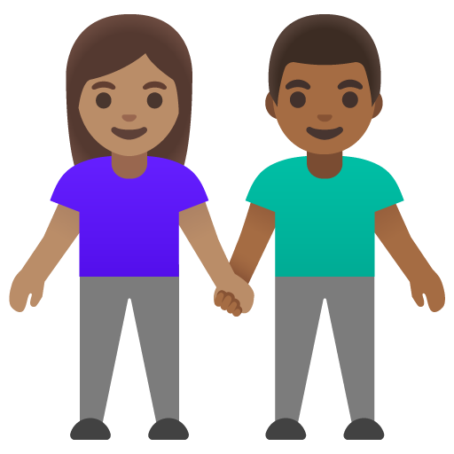 Woman and Man Holding Hands: Medium Skin Tone, Medium-Dark Skin Tone