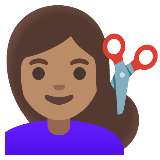 Woman Getting Haircut: Medium Skin Tone