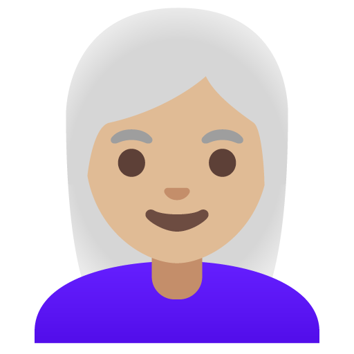 Woman: Medium-Light Skin Tone, White Hair