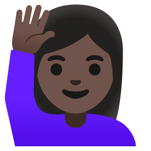 Woman Raising Hand: Dark Skin Tone