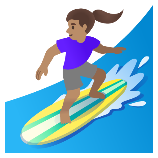 Woman Surfing: Medium Skin Tone