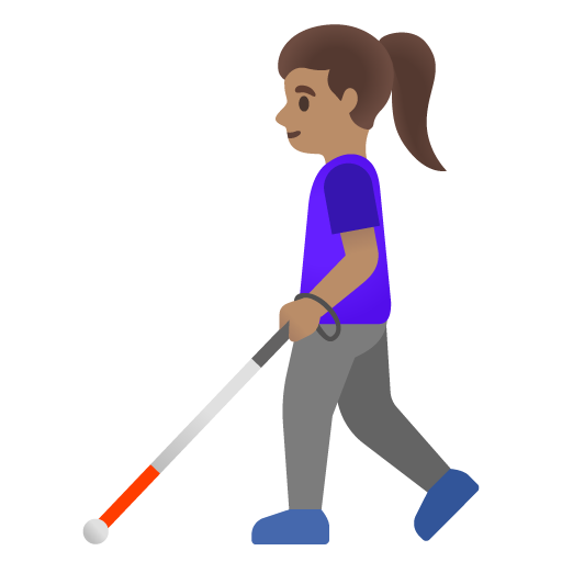 Woman with White Cane: Medium Skin Tone