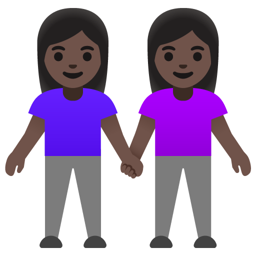 Women Holding Hands: Dark Skin Tone