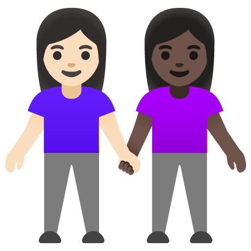 Women Holding Hands: Light Skin Tone, Dark Skin Tone