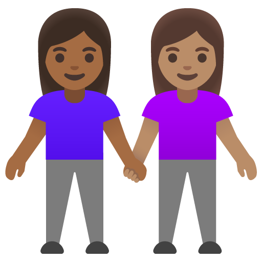 Women Holding Hands: Medium-Dark Skin Tone, Medium Skin Tone