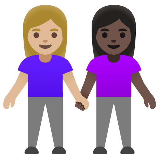 Women Holding Hands: Medium-Light Skin Tone, Dark Skin Tone