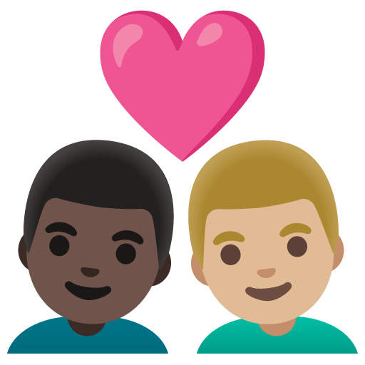 Couple with Heart: Man, Man, Dark Skin Tone, Medium-Light Skin Tone