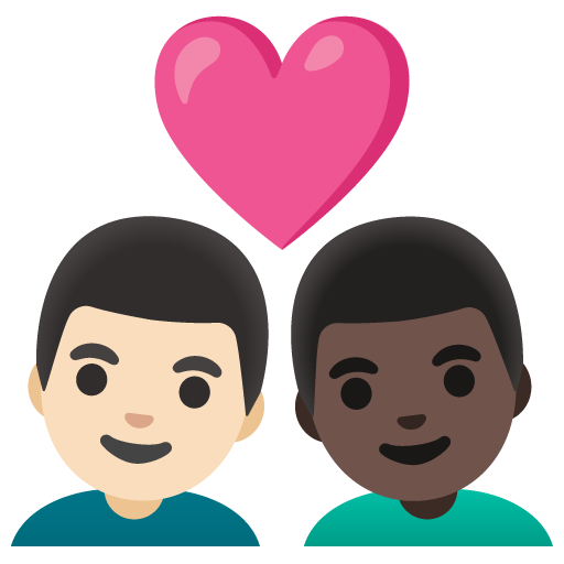 Couple with Heart: Man, Man, Light Skin Tone, Dark Skin Tone