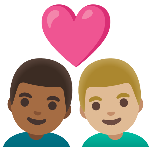 Couple with Heart: Man, Man, Medium-Dark Skin Tone, Medium-Light Skin Tone