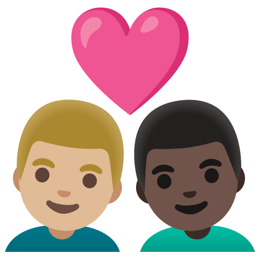 Couple with Heart: Man, Man, Medium-Light Skin Tone, Dark Skin Tone