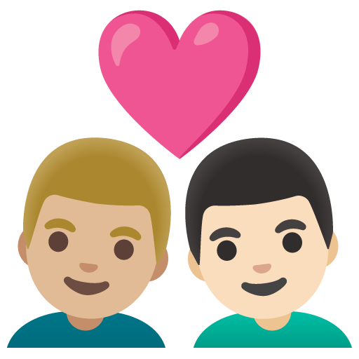 Couple with Heart: Man, Man, Medium-Light Skin Tone, Light Skin Tone
