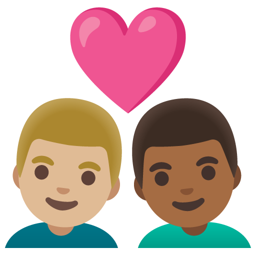 Couple with Heart: Man, Man, Medium-Light Skin Tone, Medium-Dark Skin Tone