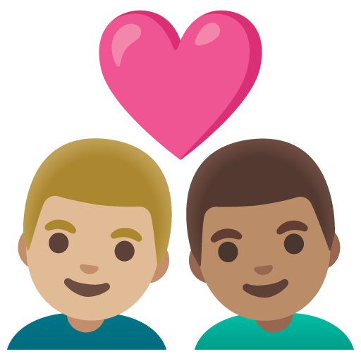 Couple with Heart: Man, Man, Medium-Light Skin Tone, Medium Skin Tone