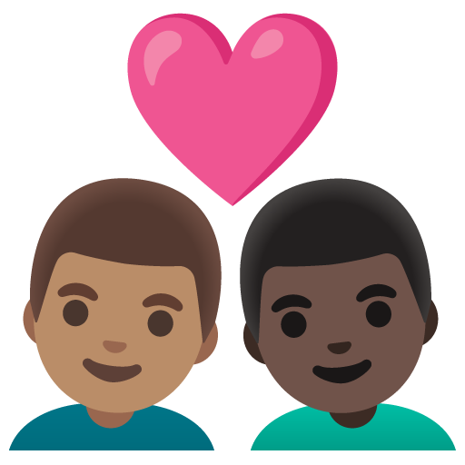 Couple with Heart: Man, Man, Medium Skin Tone, Dark Skin Tone