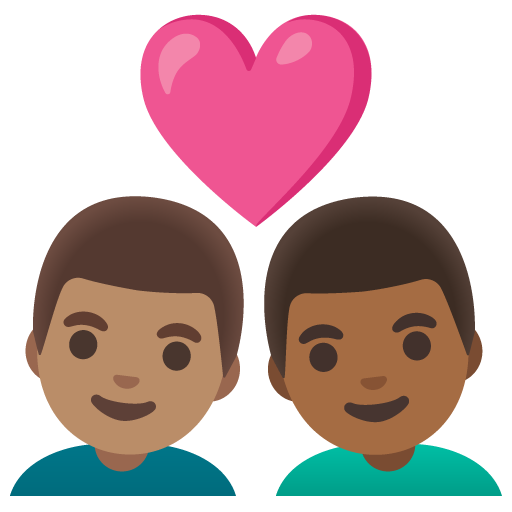 Couple with Heart: Man, Man, Medium Skin Tone, Medium-Dark Skin Tone
