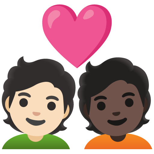 Couple with Heart: Person, Person, Light Skin Tone, Dark Skin Tone
