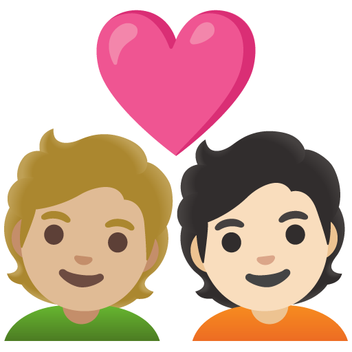 Couple with Heart: Person, Person, Medium-Light Skin Tone, Light Skin Tone