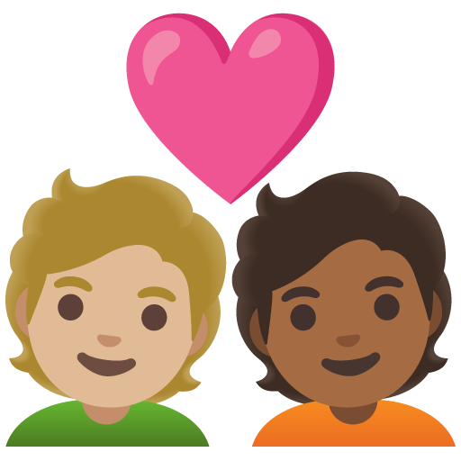 Couple with Heart: Person, Person, Medium-Light Skin Tone, Medium-Dark Skin Tone