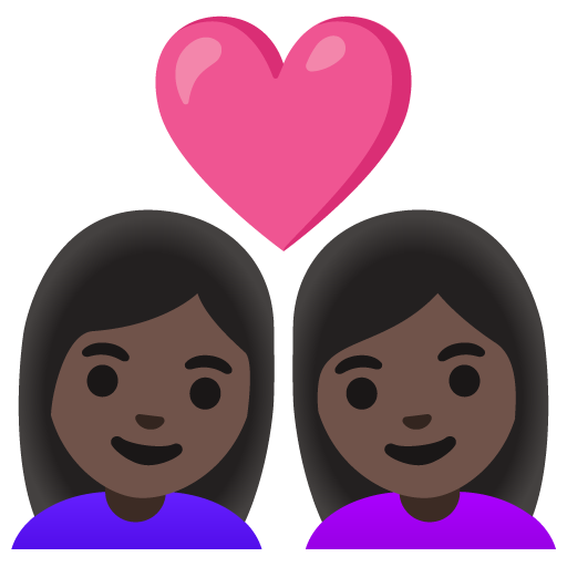 Couple with Heart: Woman, Woman, Dark Skin Tone