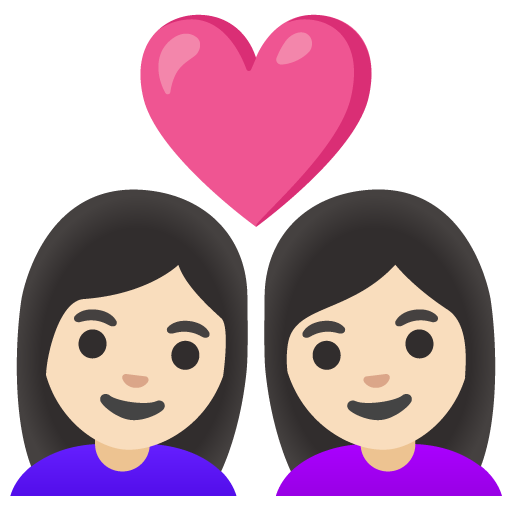 Couple with Heart: Woman, Woman, Light Skin Tone